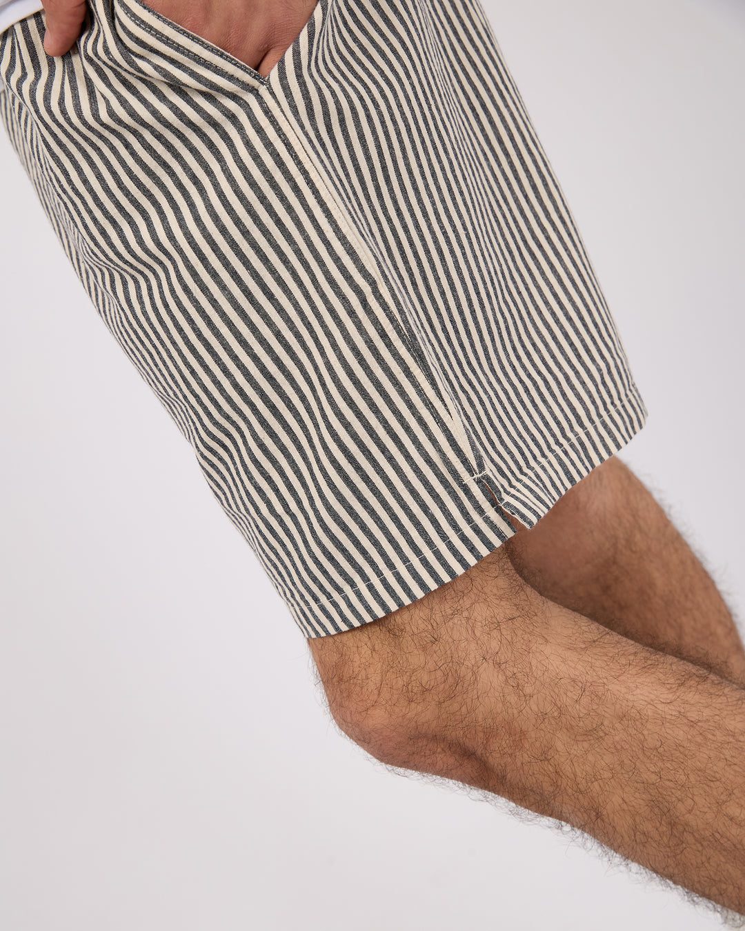 Stripe Linen Short Navy