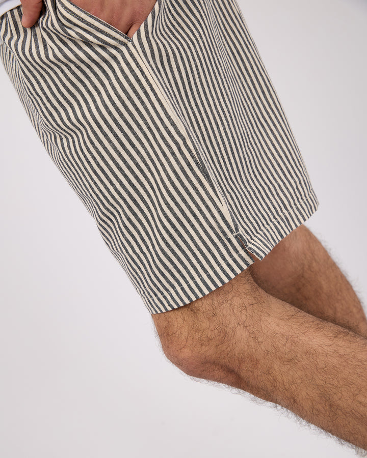Stripe Linen Short Navy
