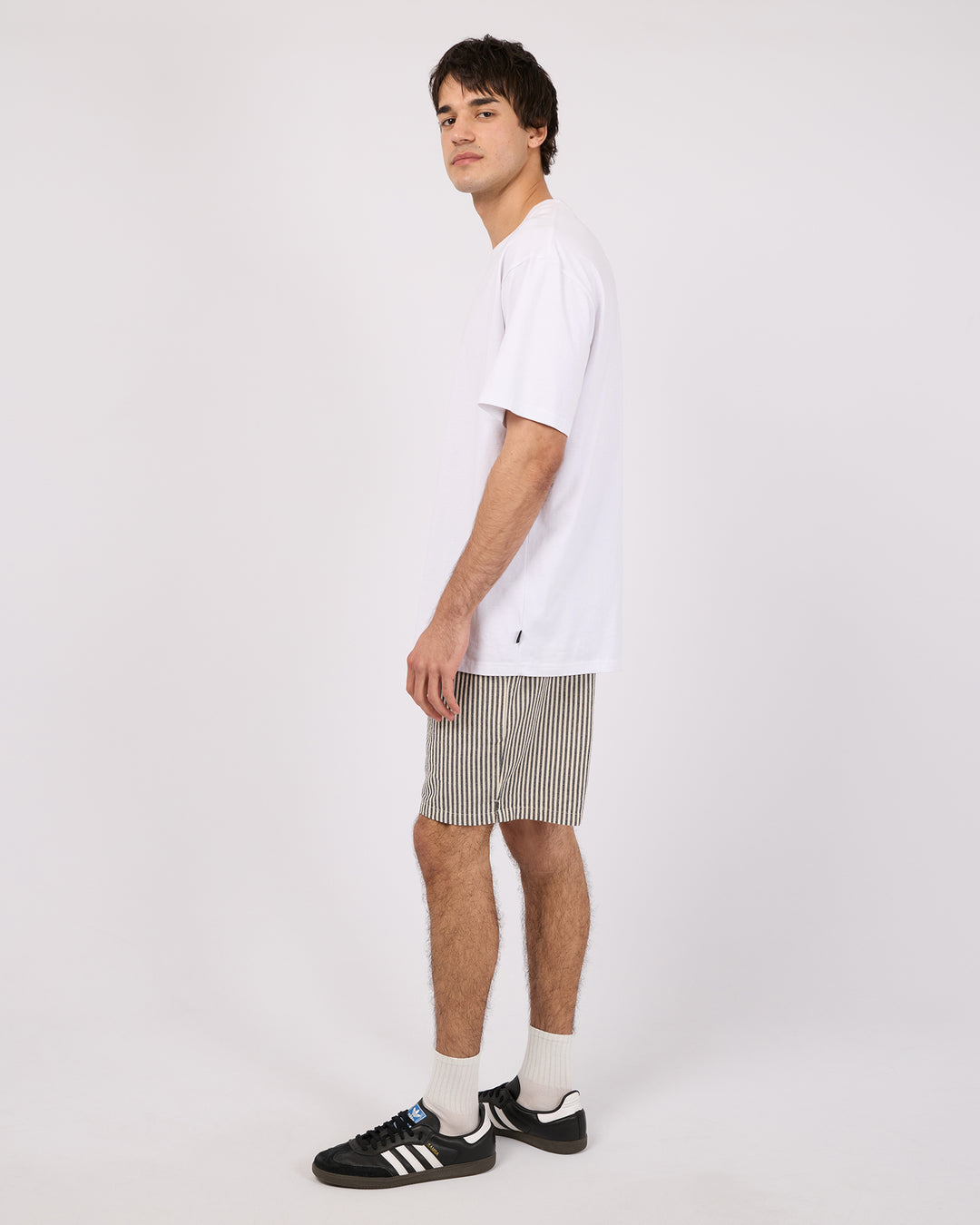 Stripe Linen Short Navy