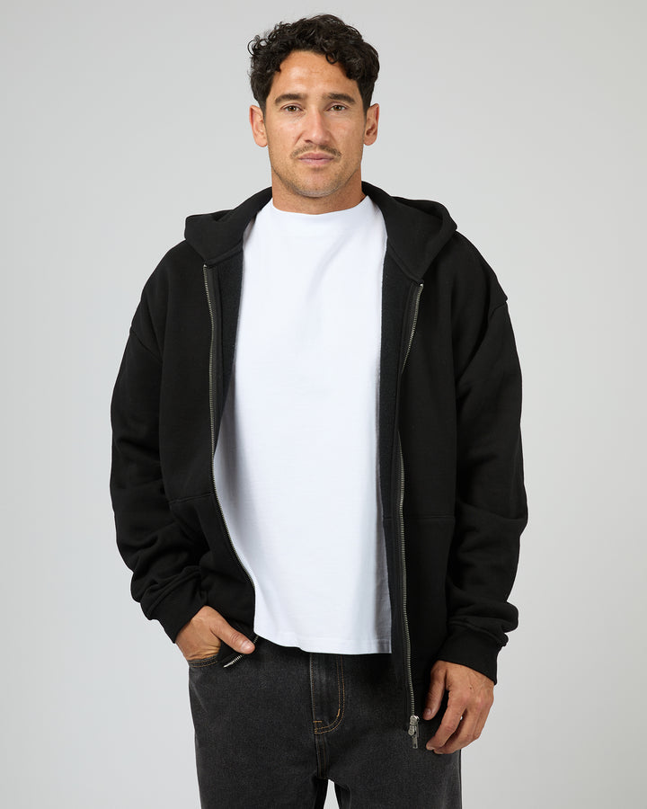 Box Zip Hoodie Black