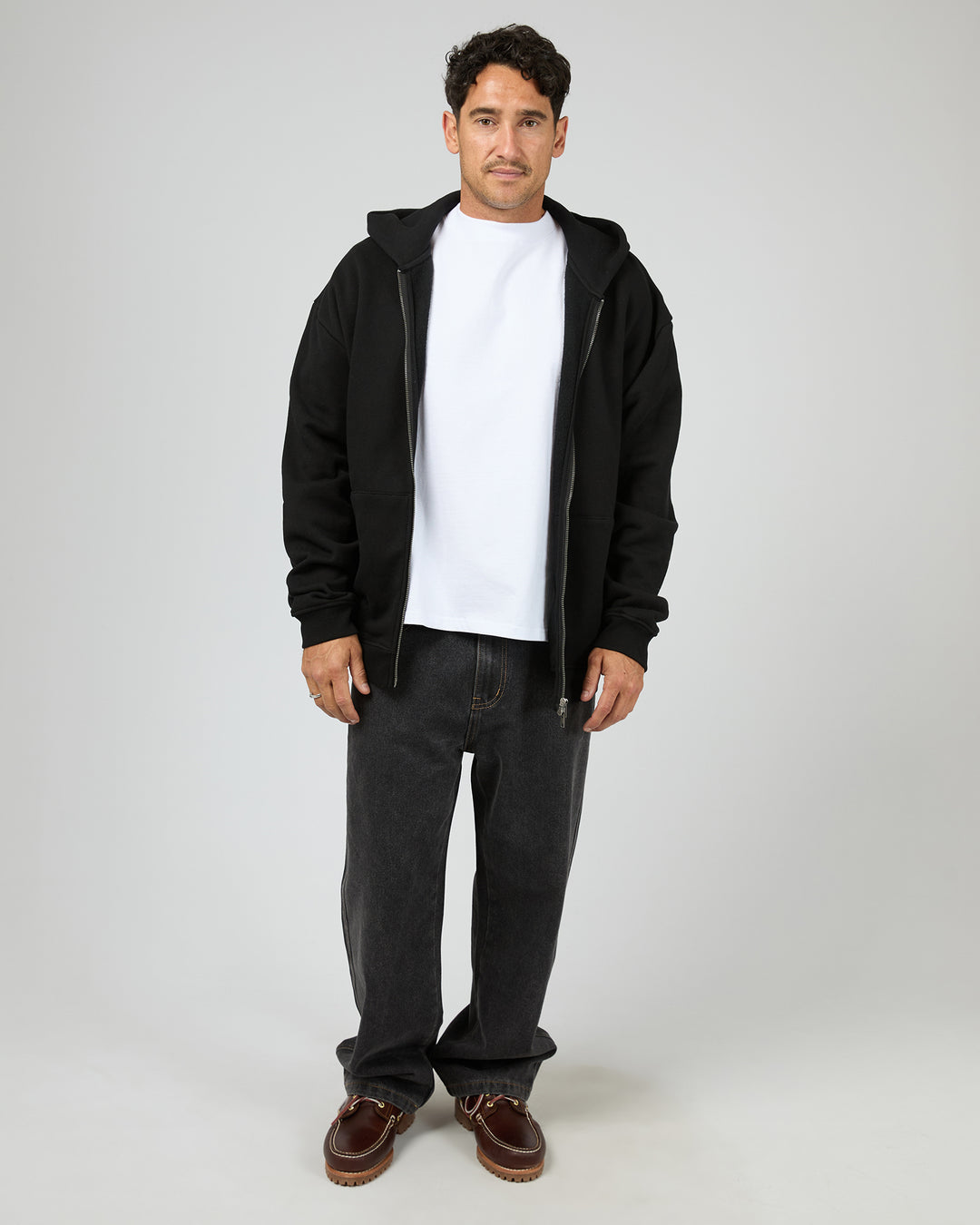 Box Zip Hoodie Black