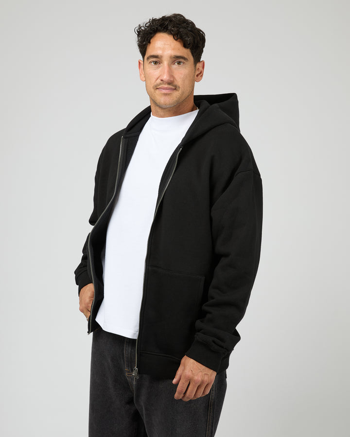 Box Zip Hoodie Black