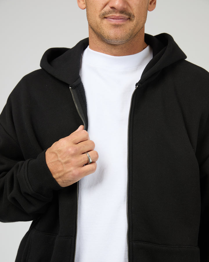 Box Zip Hoodie Black