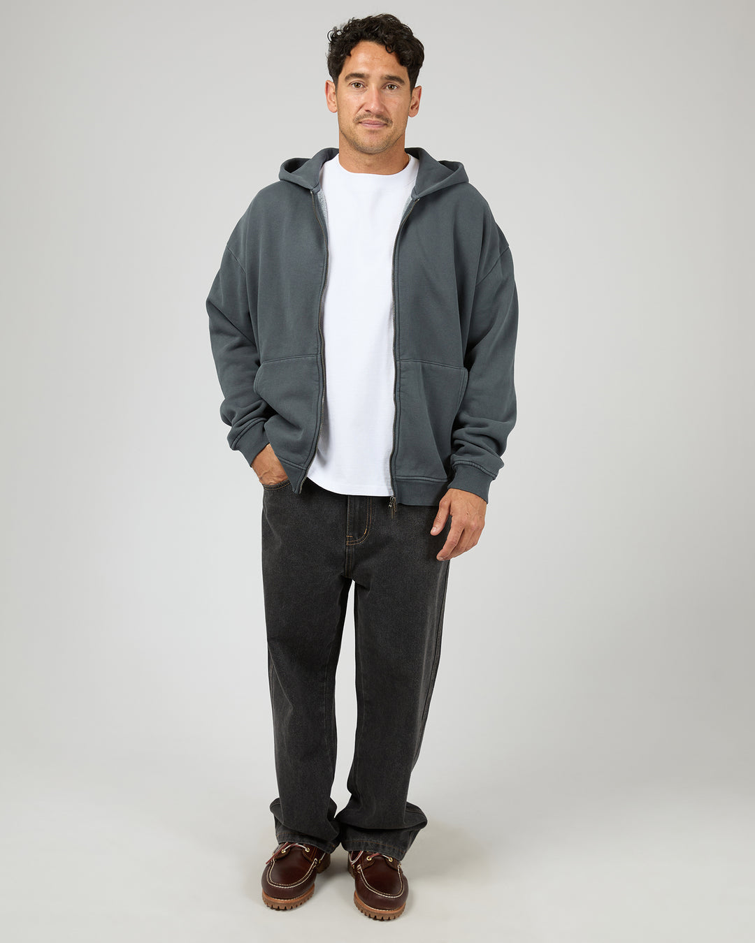 Box Zip Hoodie Navy
