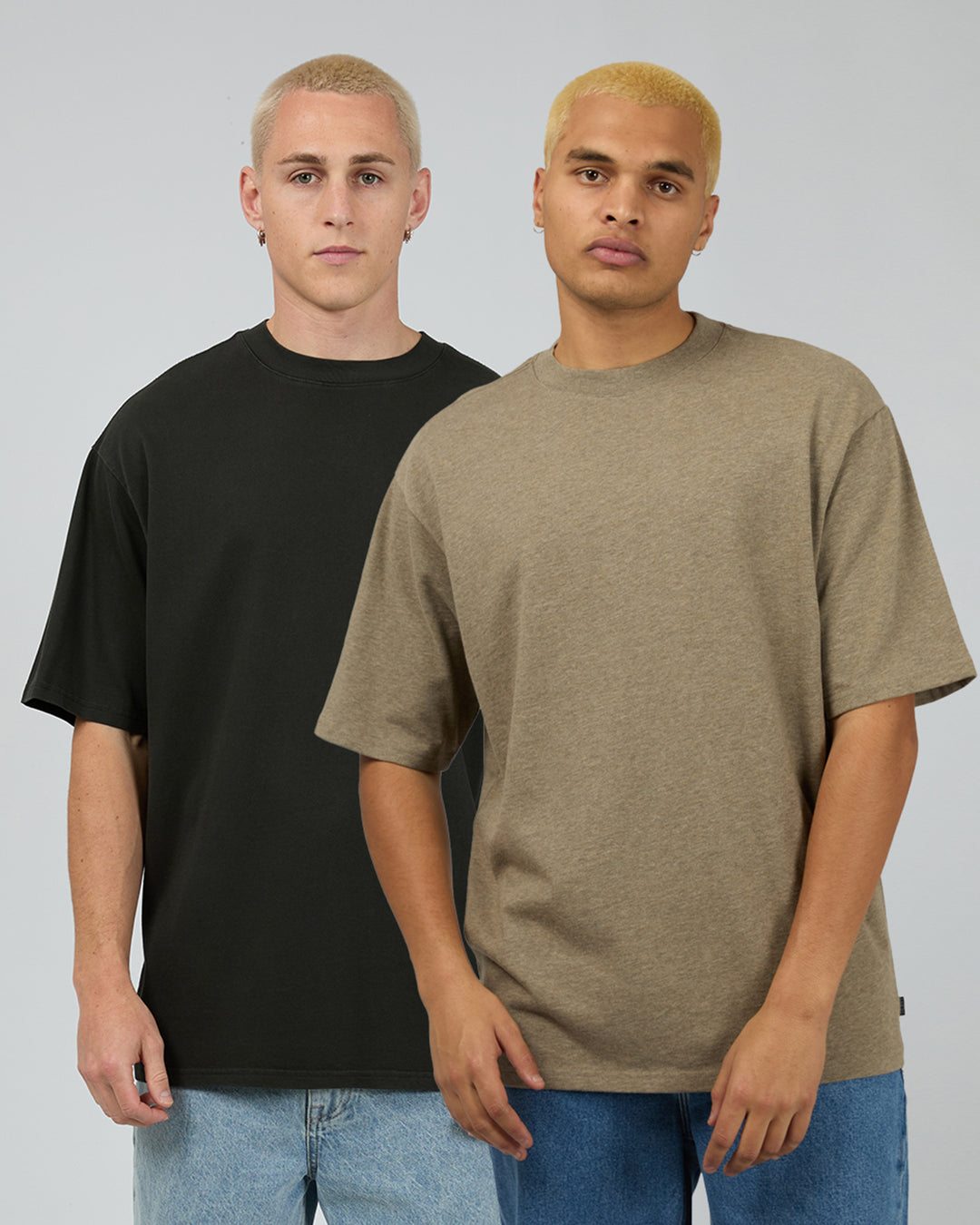 Heavy Weight Tee 2pk Washed Black/Brown Marle