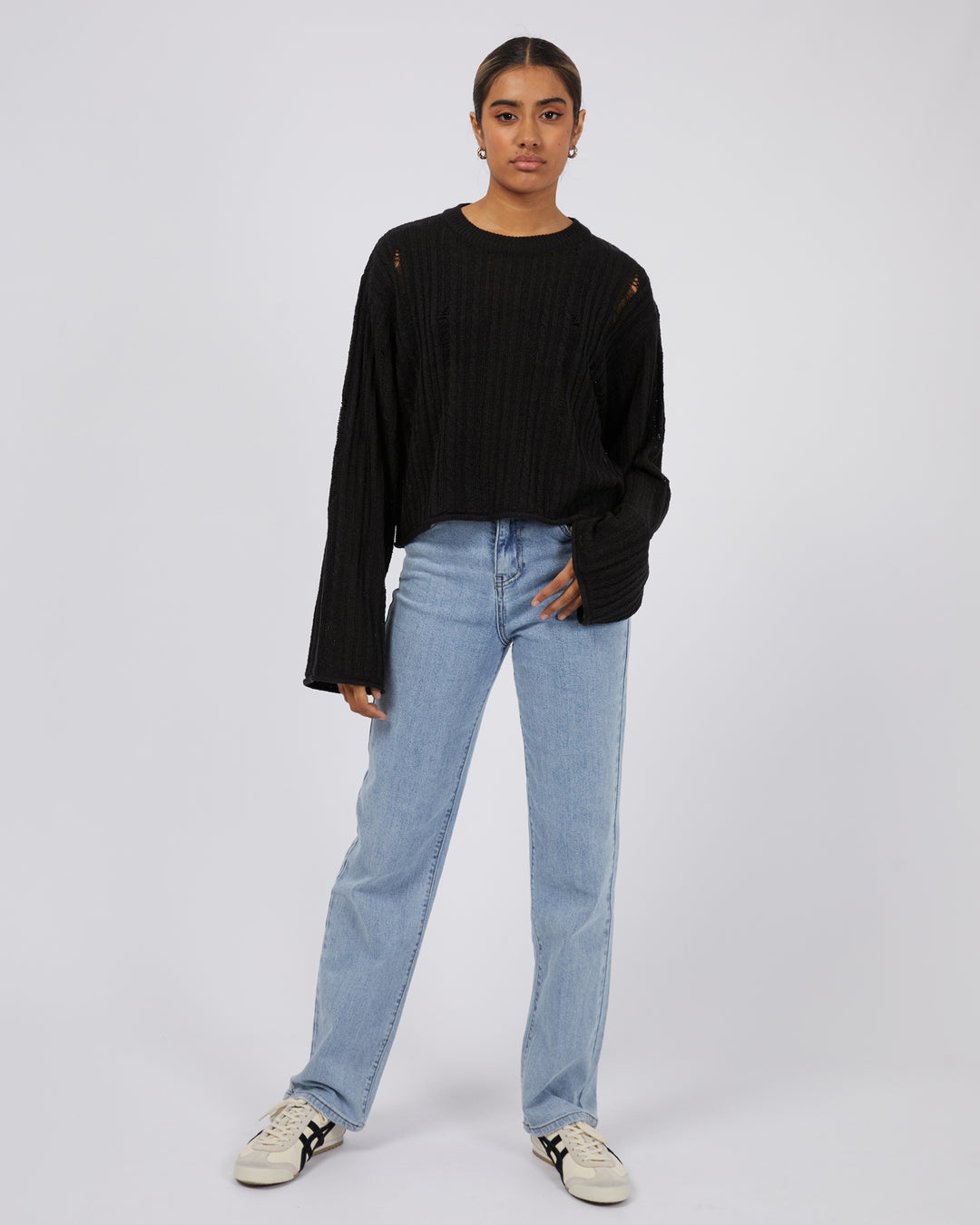 Dominique Distressed Knit Black