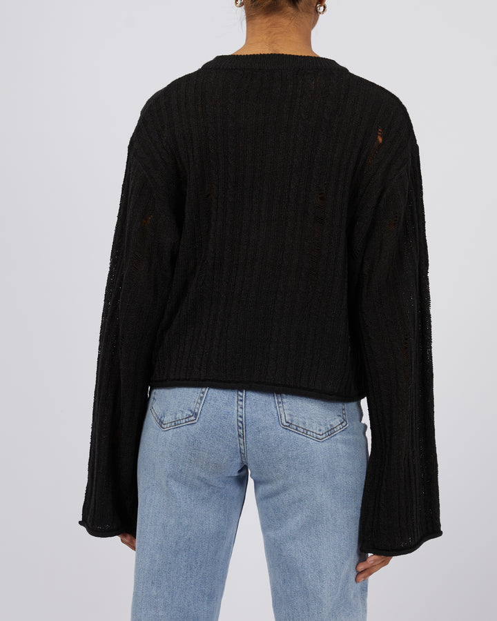 Dominique Distressed Knit Black