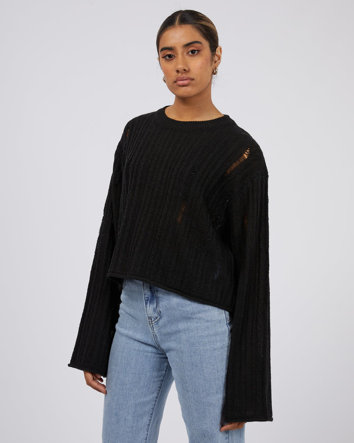 Dominique Distressed Knit Black