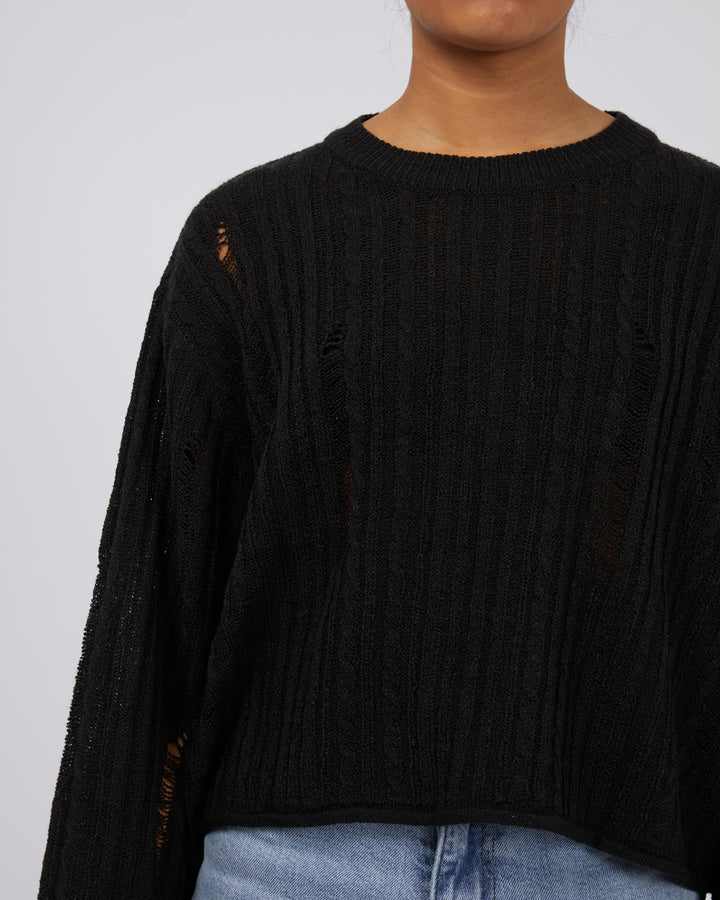 Dominique Distressed Knit Black