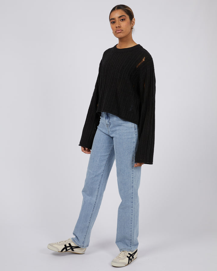 Dominique Distressed Knit Black