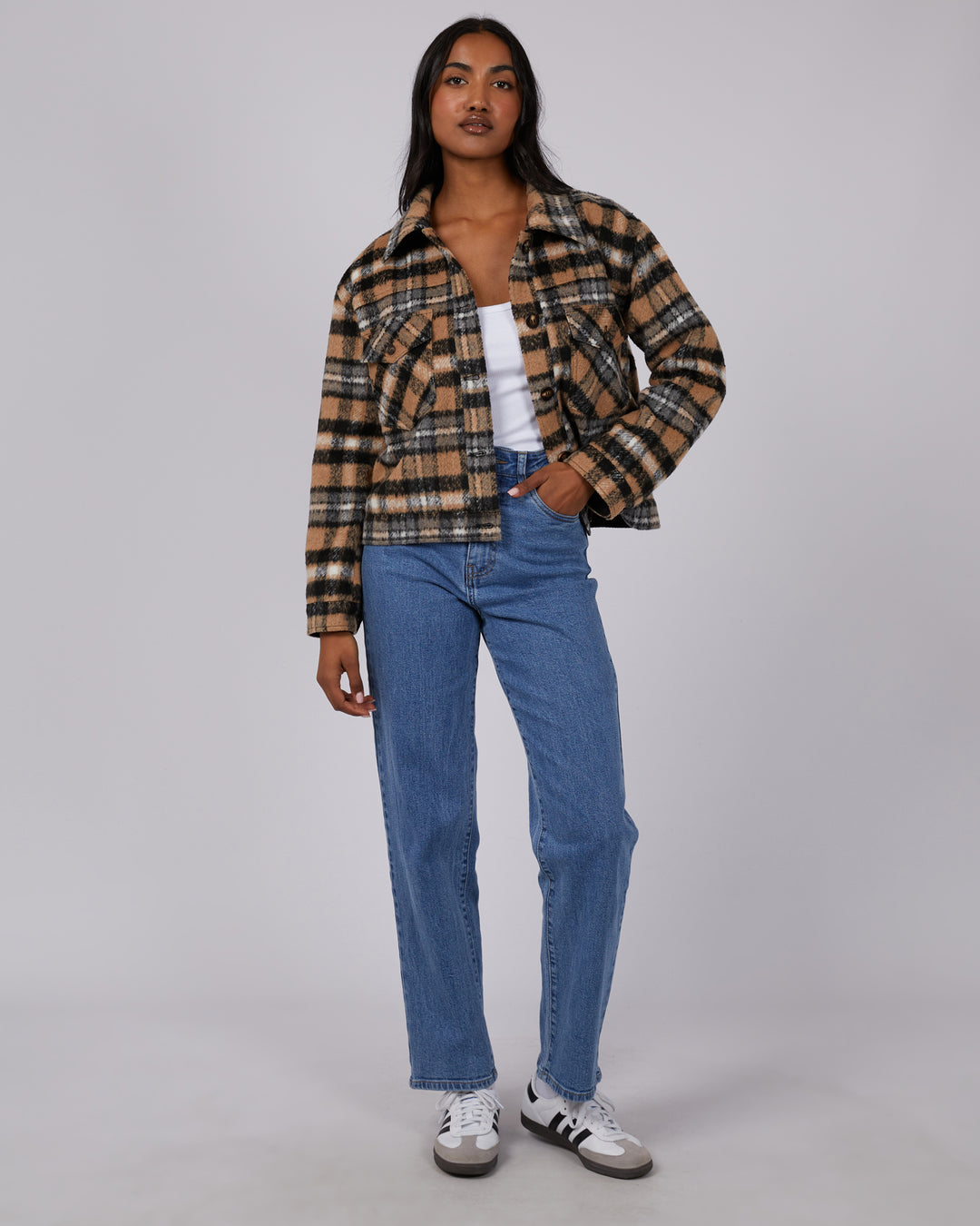 Viannah Cropped Jacket Check