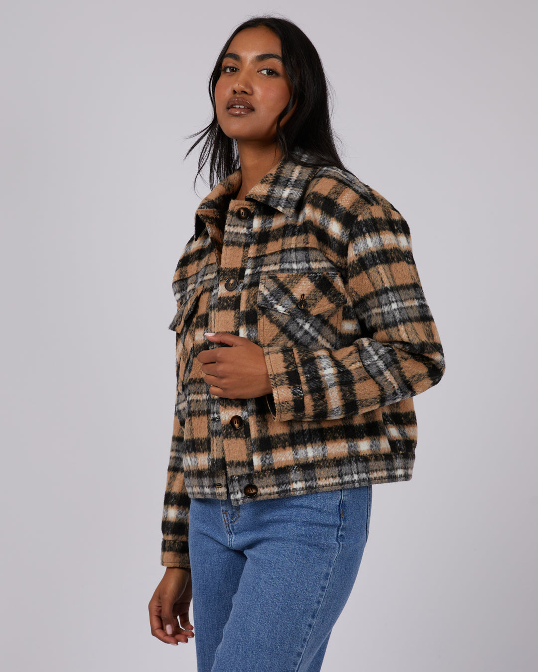 Viannah Cropped Jacket Check