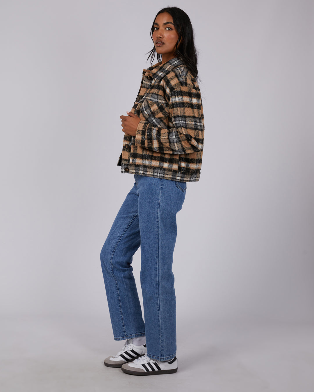 Viannah Cropped Jacket Check