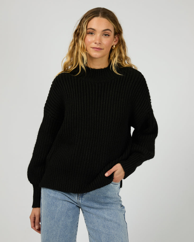 andmary Mary turtle knit tops black