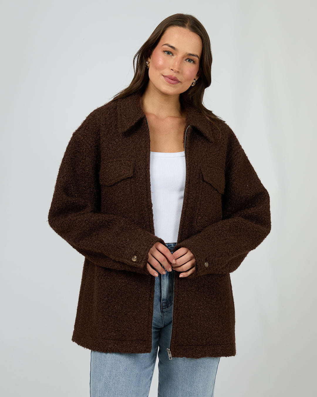 Romy Textured Jacket Brown