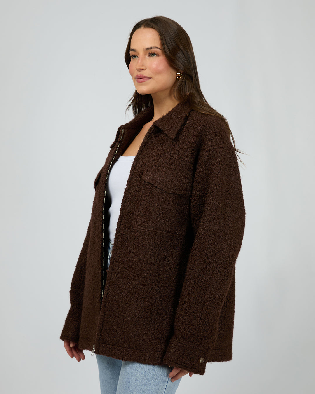 Romy Textured Jacket Brown