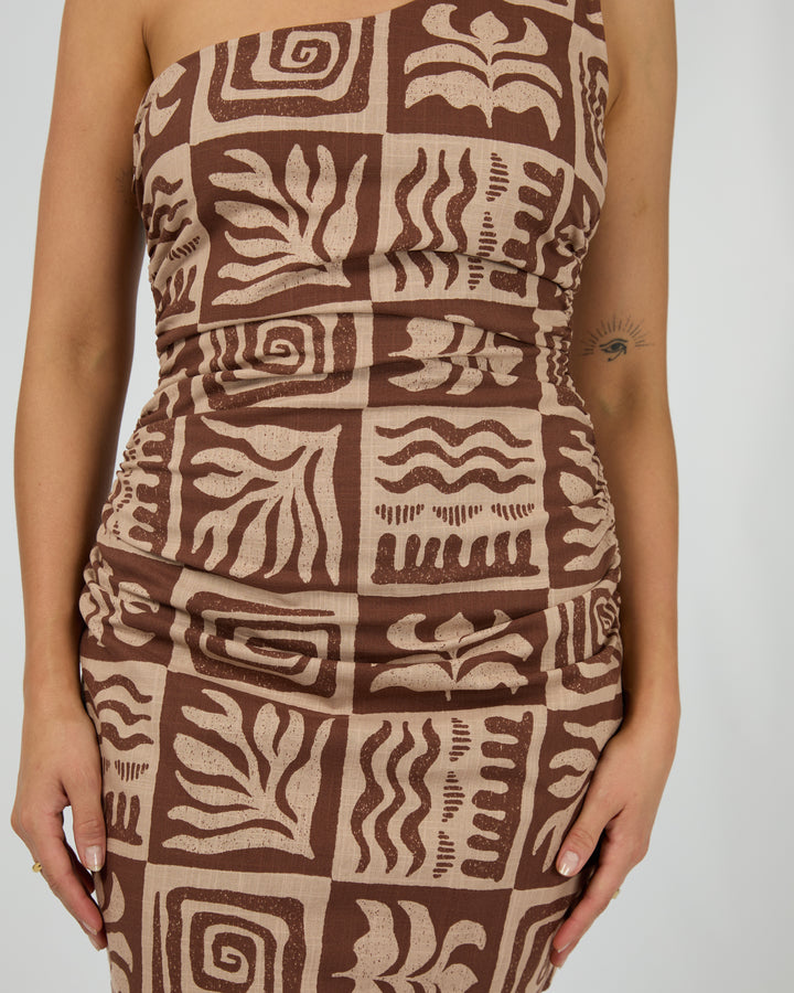 Tulum Twist Mini Dress Brown