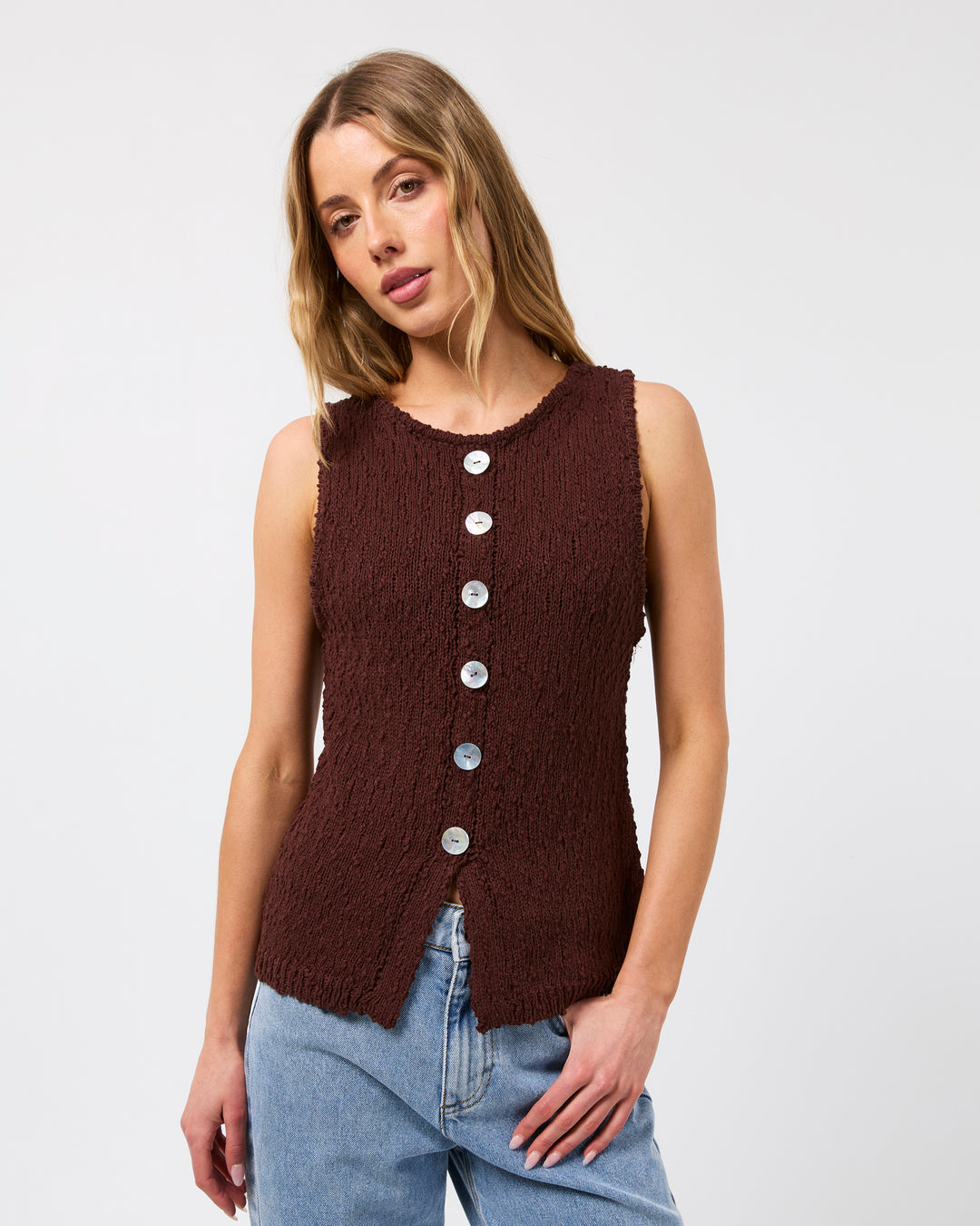 Belle Knit Vest Brown