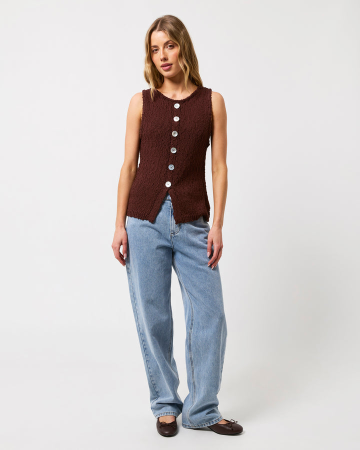 Belle Knit Vest Brown