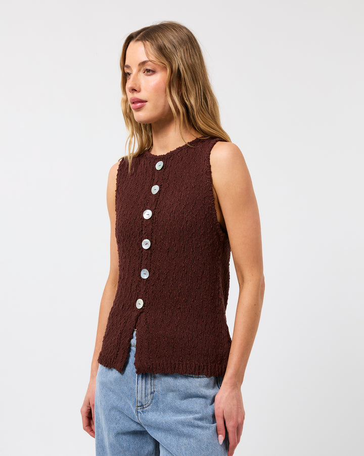 Belle Knit Vest Brown