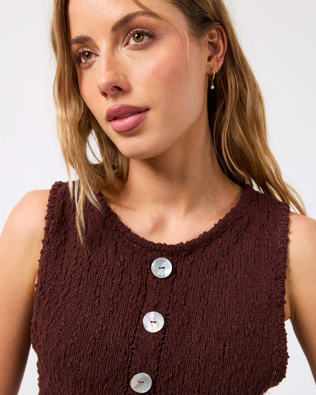 Belle Knit Vest Brown