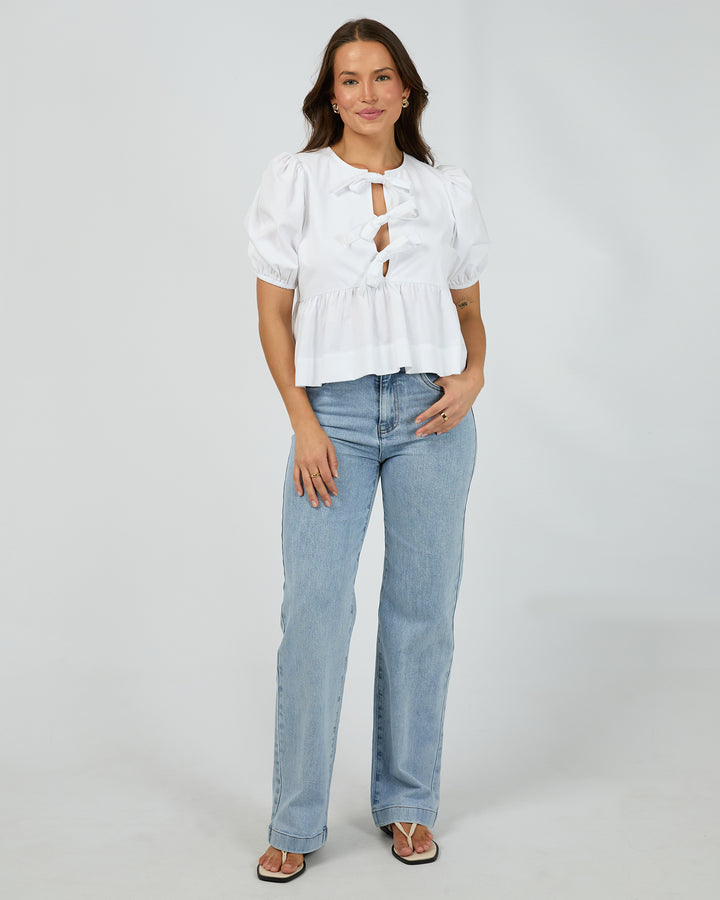 Aftersun Linen Top White