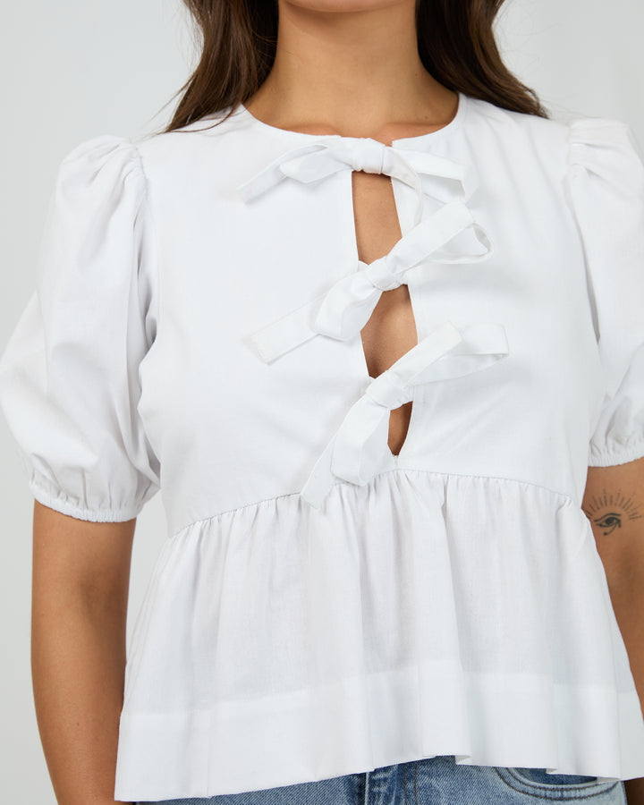 Aftersun Linen Top White