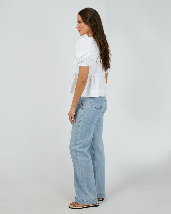 Aftersun Linen Top White