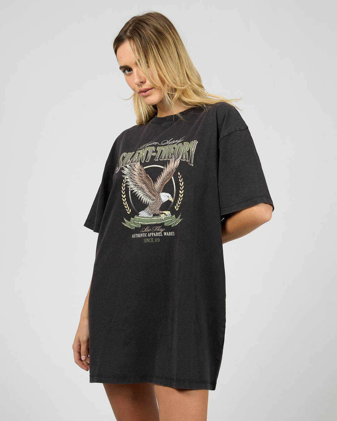 Airbourne Tee Dress Washed Black