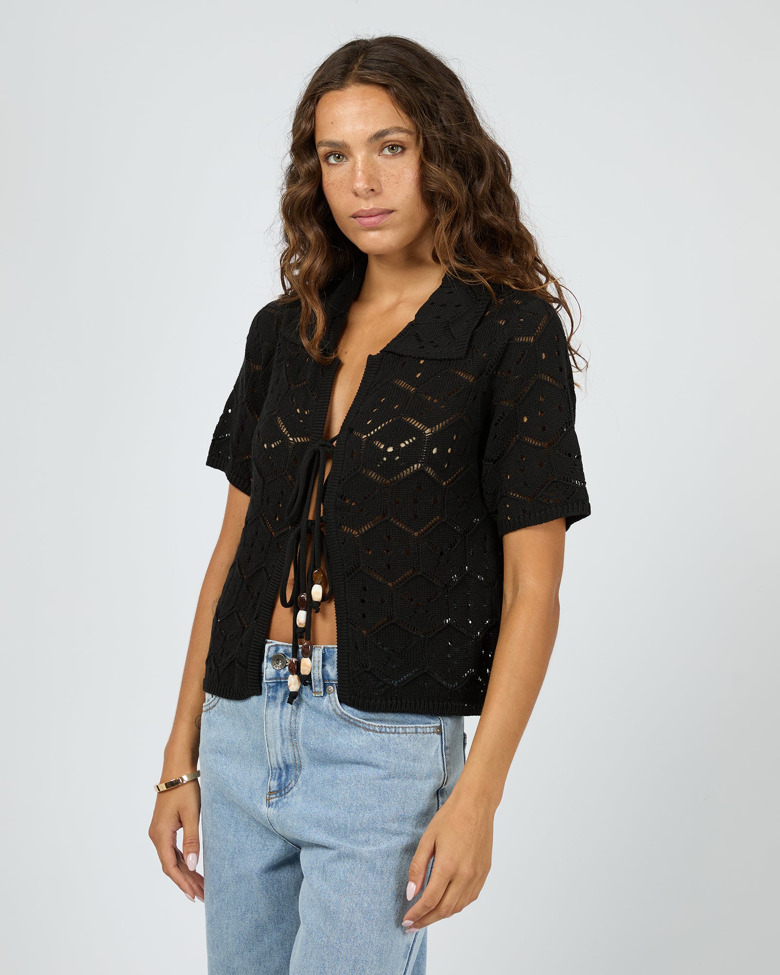 新品未着用MARNO Chloe knit tops black Nina Crochet Top Black – Silent Theory