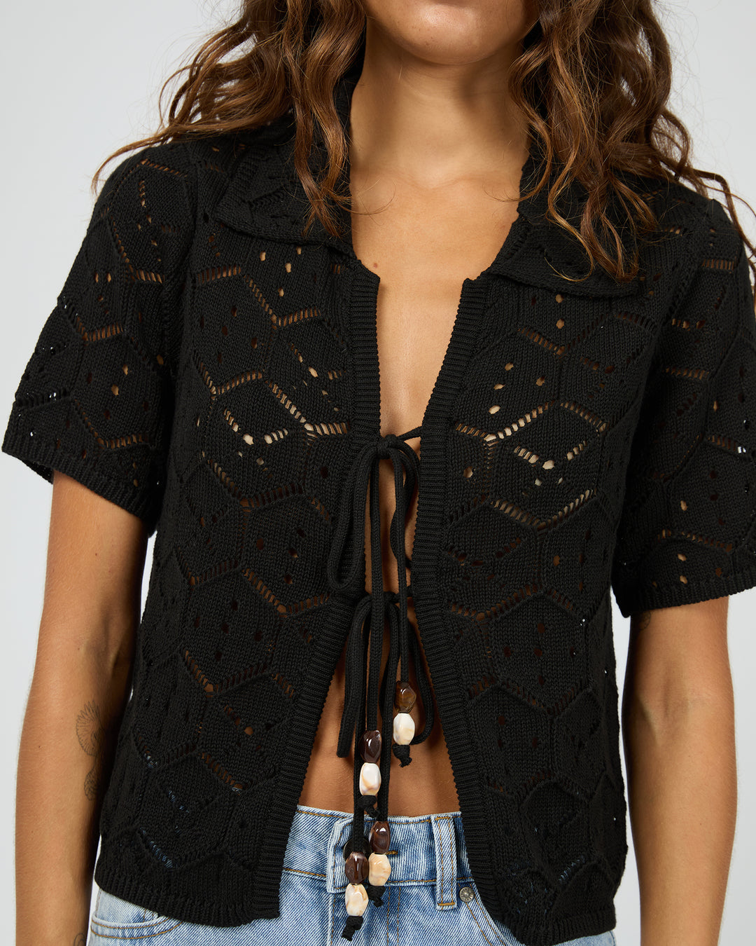 Nina Crochet Top Black