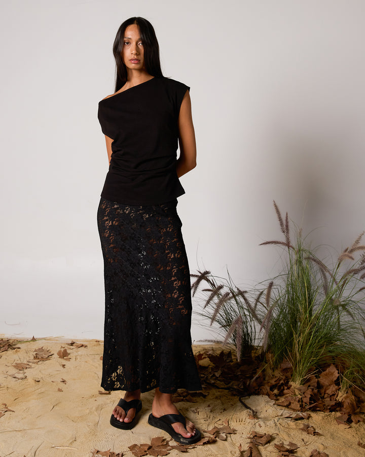 Anella Lace Maxi Skirt Black