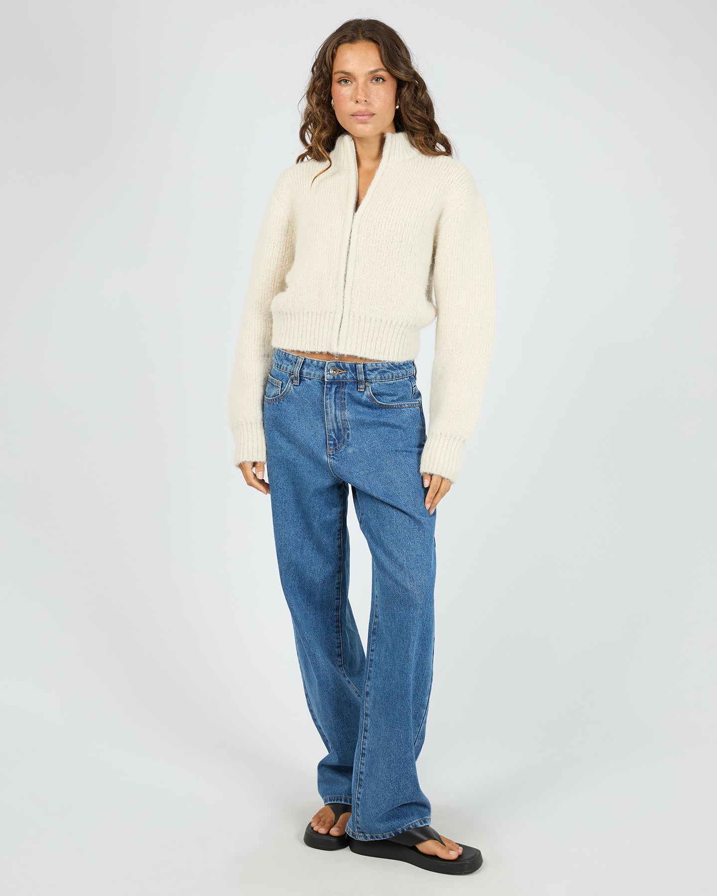 Leila Zip Thru Jumper Chalk – Silent Theory