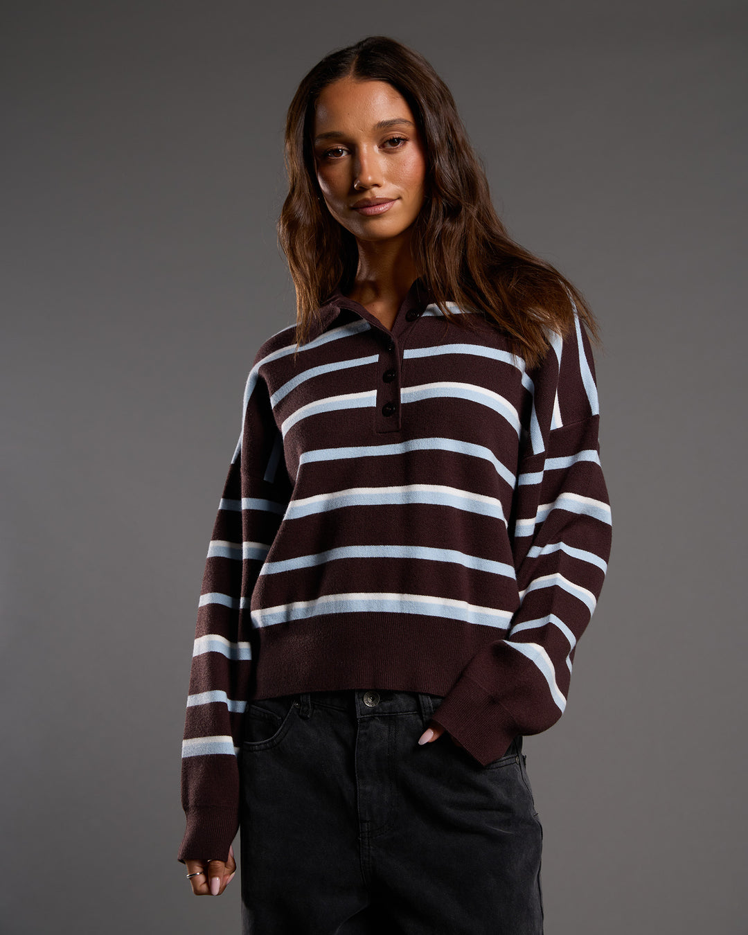 Anita Knit Polo Top Chocolate