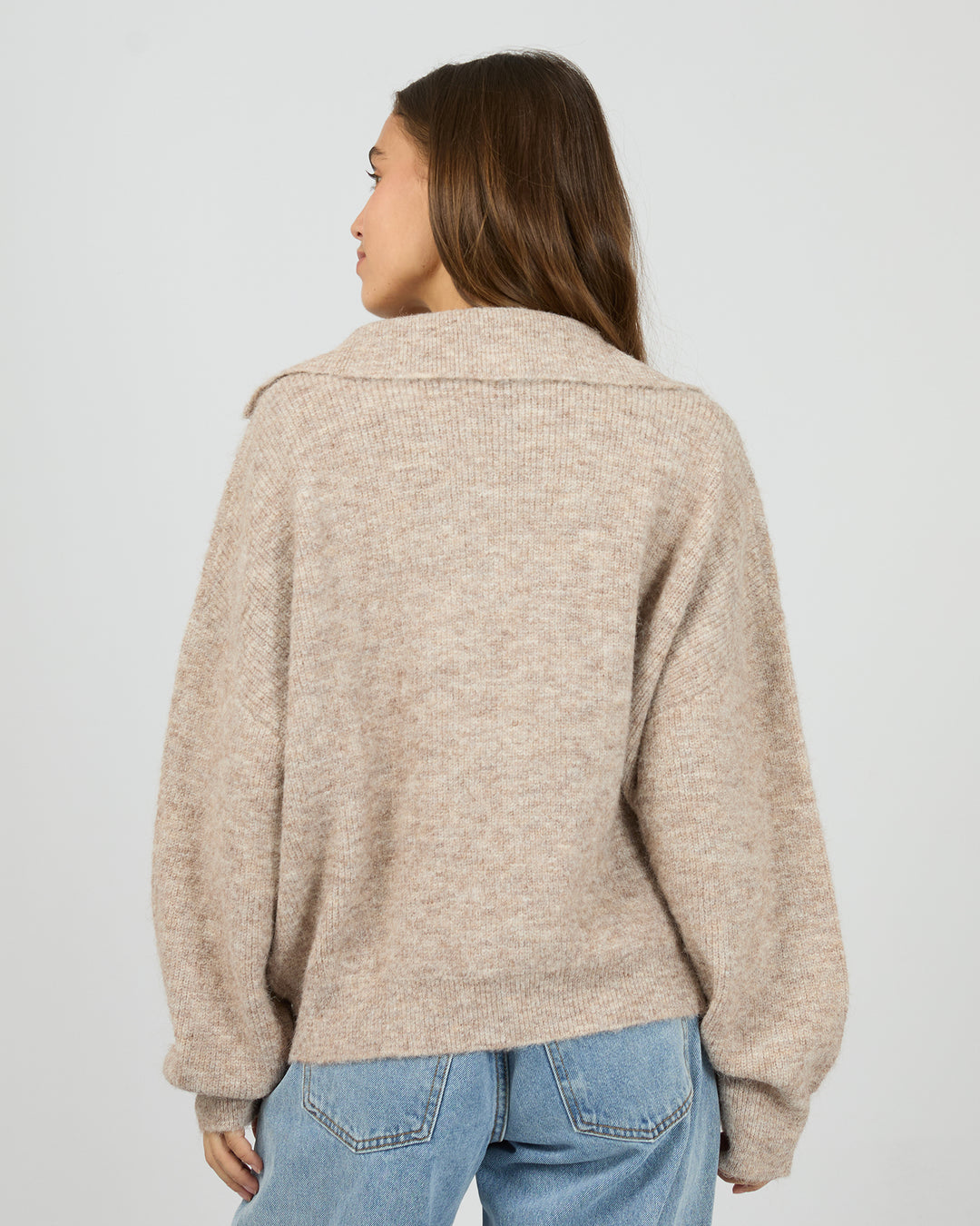 Bonni Knit Quarter Zip Jumper Brown
