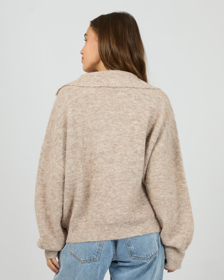 Bonni Knit Quarter Zip Jumper Brown