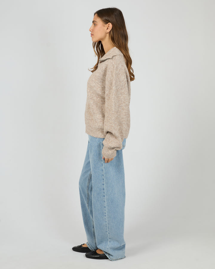 Bonni Knit Quarter Zip Jumper Brown