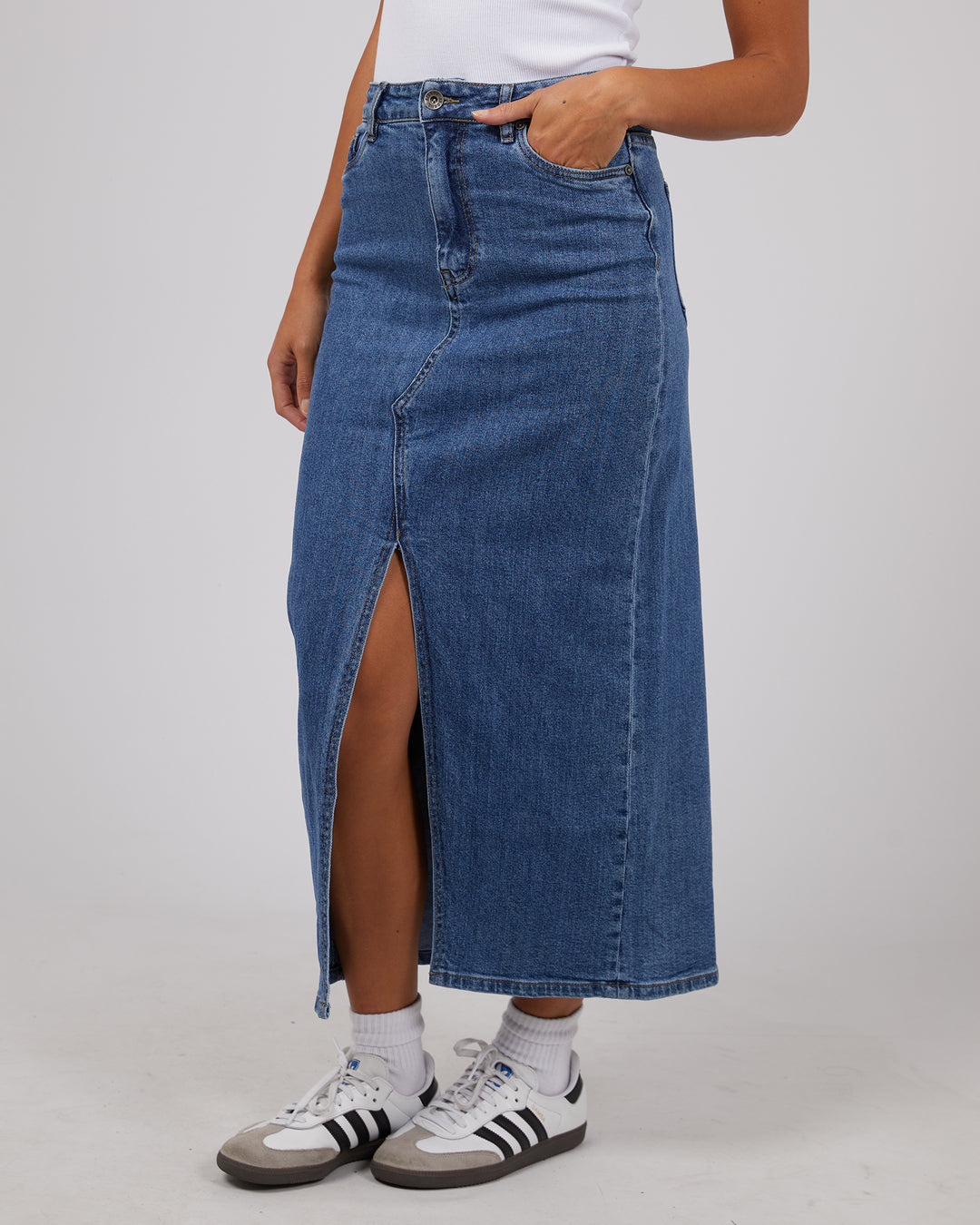 Eva Comfort Maxi Skirt Mid Blue