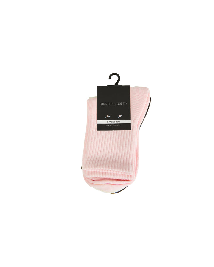 Silent Luxe Sock 3pk Pale Pink