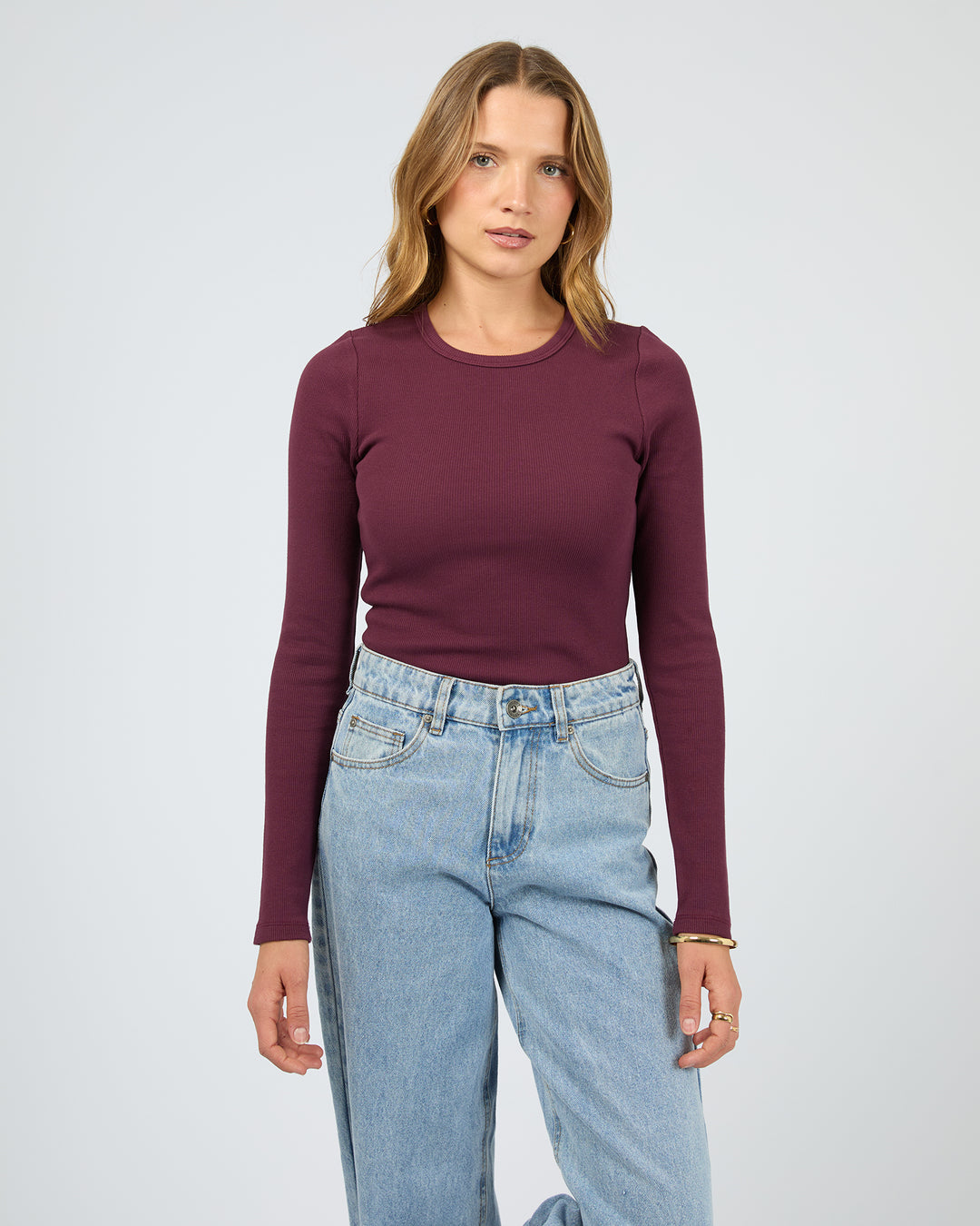 Rib Long Sleeve Tee Cherry