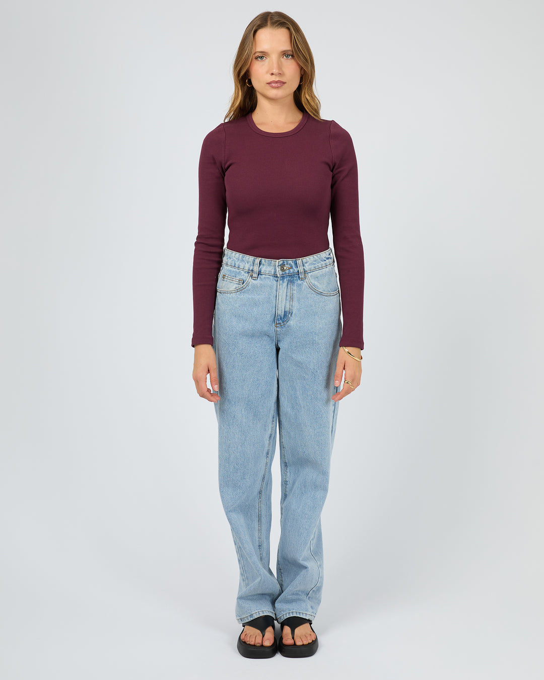 Rib Long Sleeve Tee Cherry