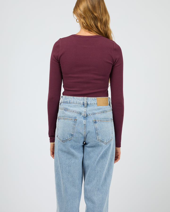 Rib Long Sleeve Tee Cherry