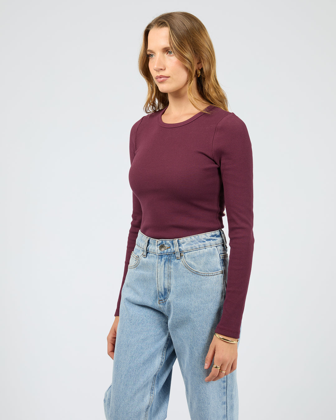Rib Long Sleeve Tee Cherry