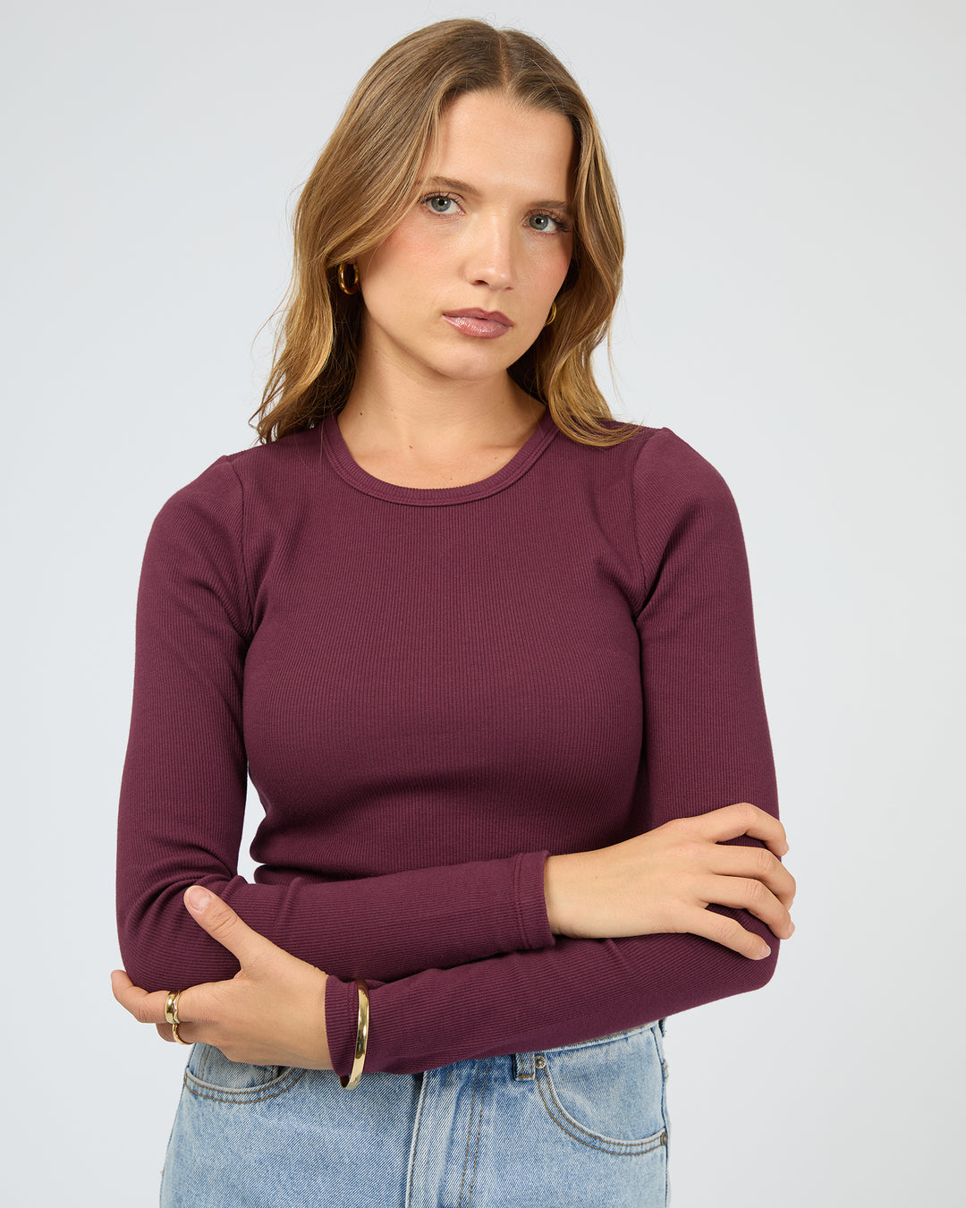 Rib Long Sleeve Tee Cherry
