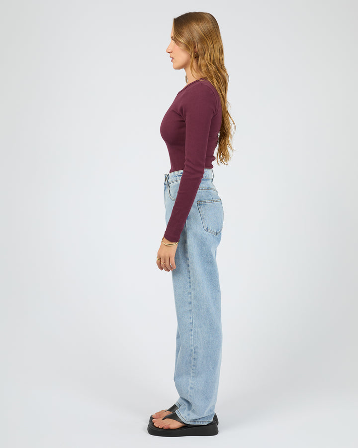 Rib Long Sleeve Tee Cherry