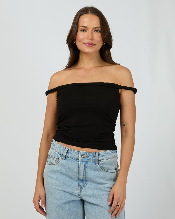 Evie Twist Tank Black