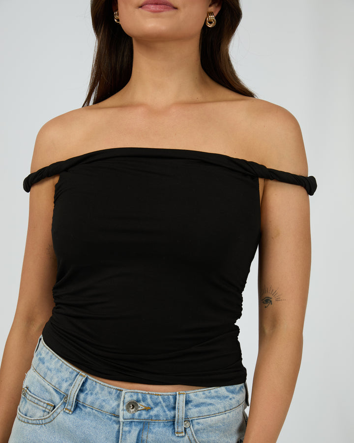 Evie Twist Tank Black