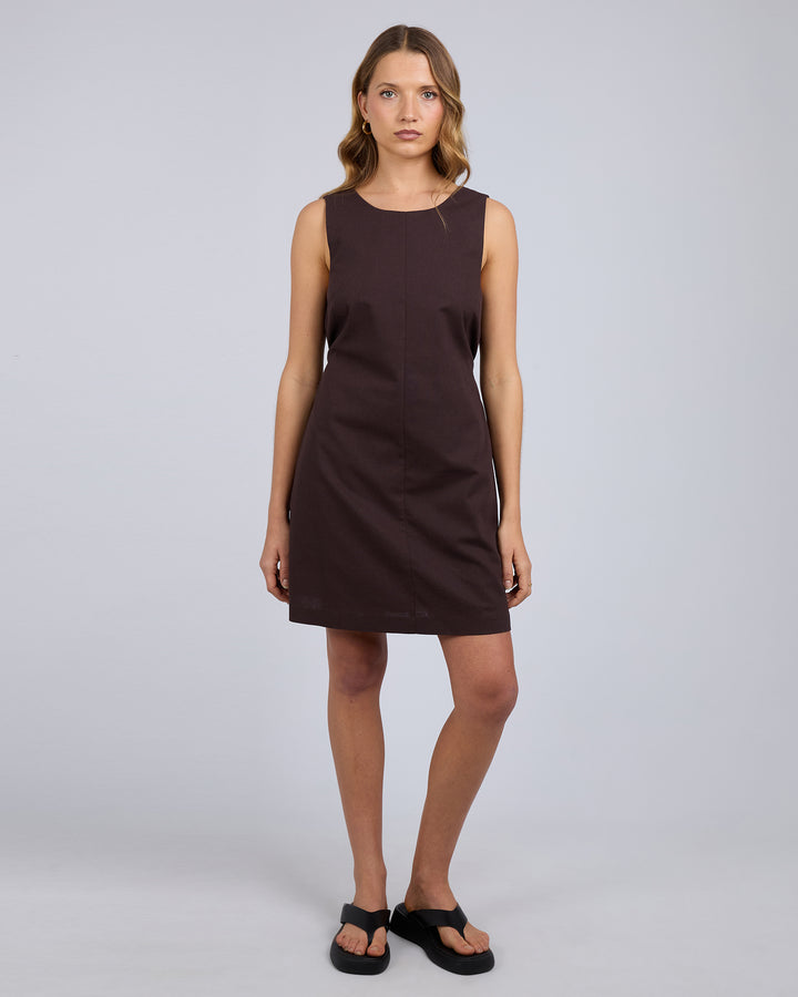 Tallow Tie Mini Dress Chocolate