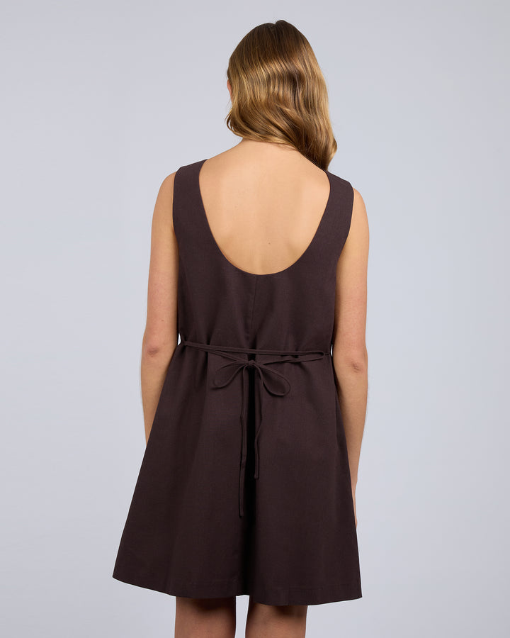 Tallow Tie Mini Dress Chocolate