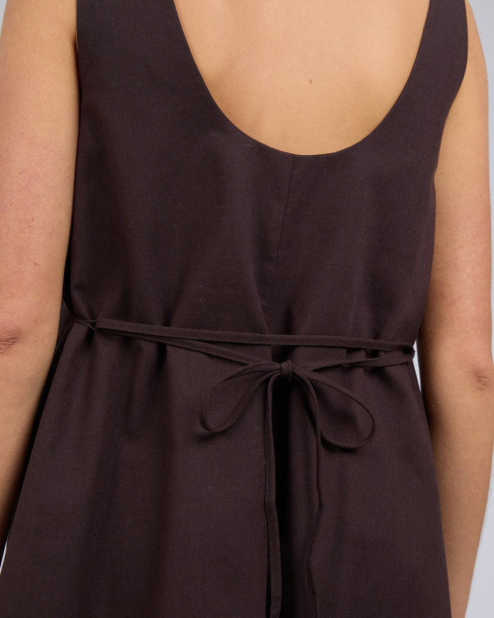 Tallow Tie Mini Dress Chocolate